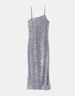 Abito midi argento con paillettes e spacco laterale^Tally Weijl Fashion