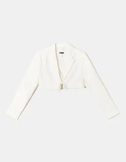 Blazer Ultra Corto Bianco con Fiocco Frontale^Tally Weijl Outlet