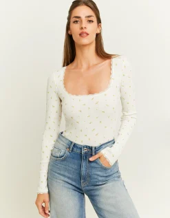 Body Basico a Fiori con Dettaglio in Pizzo^Tally Weijl Online