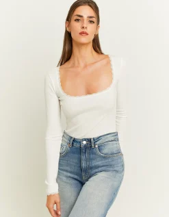 Body Basico Bianco con Dettaglio in Pizzo^Tally Weijl Clearance