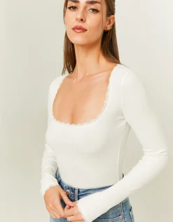 Body Basico Bianco con Dettaglio in Pizzo^Tally Weijl Clearance