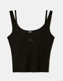 Canottiera Basica Nera con Inserto in Pizzo^Tally Weijl Best