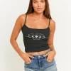 Canottiera Corta Nera con Stampa^Tally Weijl Shop