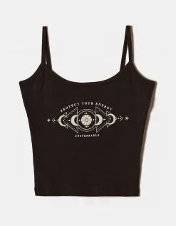 Canottiera Corta Nera con Stampa^Tally Weijl Shop
