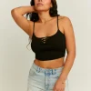 Canottiera Nera con Lace Up Frontale^Tally Weijl Discount