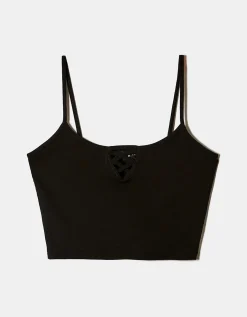 Canottiera Nera con Lace Up Frontale^Tally Weijl Discount