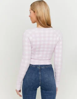 Cardigan a Quadri Rosa in Maglia Morbida^Tally Weijl New