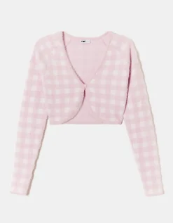 Cardigan a Quadri Rosa in Maglia Morbida^Tally Weijl New