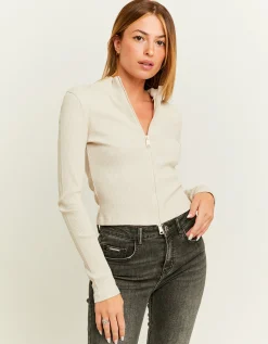 Cardigan Aderente Bianco con Zip^Tally Weijl New
