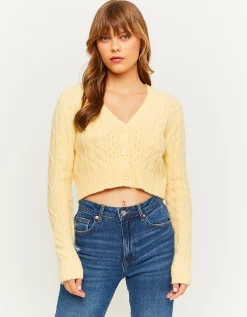 Cardigan Corto In Maglia Intrecciata Giallo^Tally Weijl Discount
