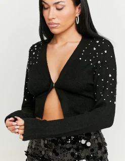 Cardigan Corto con Spilla Fiocco in Strass^Tally Weijl New