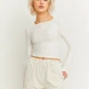 Crop Top Bianco con Increspature in Rilievo^Tally Weijl Best Sale