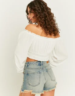 Crop Top Bianco con Increspature^Tally Weijl Store
