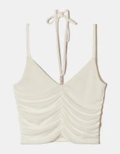 Crop Top Bianco con Increspature^Tally Weijl Best Sale