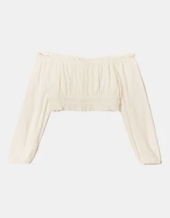 Crop Top Bianco con Increspature^Tally Weijl Store