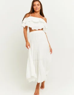 Crop Top Bianco con Volants^Tally Weijl Store