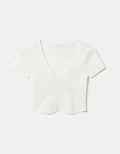 Crop Top In Maglia Bianco^Tally Weijl Discount