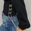 Felpa con cappuccio nera con cordoncini di strass^Tally Weijl Sale