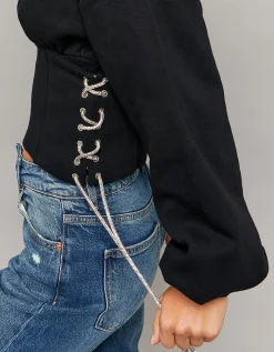 Felpa con cappuccio nera con cordoncini di strass^Tally Weijl Sale
