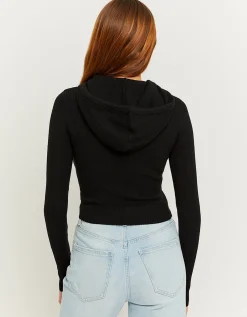 Felpa con Cappuccio Nera in Maglia^Tally Weijl Store