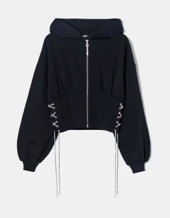 Felpa con cappuccio nera con cordoncini di strass^Tally Weijl Sale