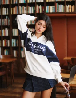 Felpa Varsity con Colletto Polo^Tally Weijl Cheap