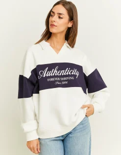 Felpa Varsity con Colletto Polo^Tally Weijl Cheap