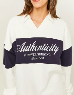 Felpa Varsity con Colletto Polo^Tally Weijl Cheap