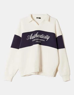 Felpa Varsity con Colletto Polo^Tally Weijl Cheap