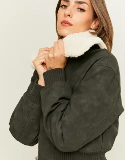 Giacca Aviatore con Colletto Removibile in Finto Montone^Tally Weijl Best