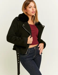 Giacca Biker Scamosciata con Colletto in Pelliccia Sintetica^Tally Weijl Cheap