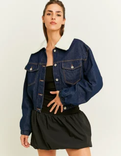 Giacca di Jeans con Colletto in Finta Pelliccia^Tally Weijl New