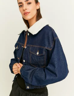 Giacca di Jeans con Colletto in Finta Pelliccia^Tally Weijl New