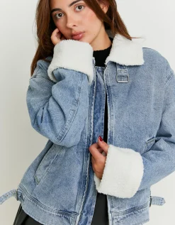 Giacca di Jeans con Dettagli in Montone Sintetico^Tally Weijl Shop