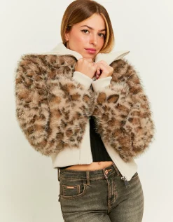 Giacca in Pelliccia Sintetica Stampa Leo con Chiusura Zip^Tally Weijl Online
