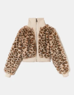 Giacca in Pelliccia Sintetica Stampa Leo con Chiusura Zip^Tally Weijl Online