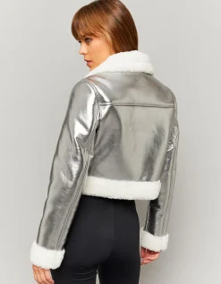 Giacca in similpelle stile aviatore argento^Tally Weijl Best Sale