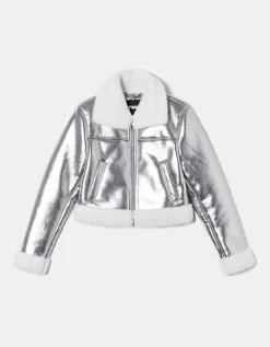 Giacca in similpelle stile aviatore argento^Tally Weijl Best Sale