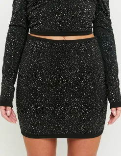 Gonna Corta Nera con Strass^Tally Weijl Sale