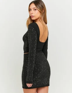 Gonna Corta Nera con Strass^Tally Weijl Sale
