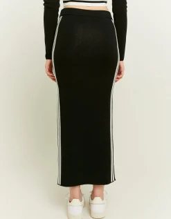 Gonna Lunga in Maglia Nera con Dettaglio Stile Collegiale^Tally Weijl Discount