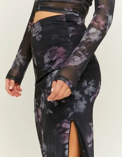 Gonna Midi in Mesh Nera a Fiori^Tally Weijl Cheap