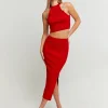 Gonna Rossa in Maglia con Spille Fiocco in Strass^Tally Weijl Discount