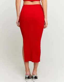 Gonna Rossa in Maglia con Spille Fiocco in Strass^Tally Weijl Discount