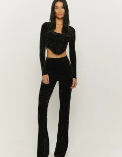 Leggings A Zampa In Velluto A Vita Alta Neri^Tally Weijl Discount
