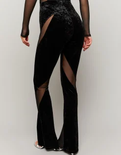 Leggings a zampa Neri in Velluto e Mesh^Tally Weijl Shop