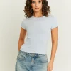 Maglietta Azzurra Basica a Costine^Tally Weijl Store