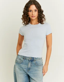 Maglietta Azzurra Basica a Costine^Tally Weijl Store