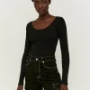 Maglietta Basica a Costine Nera^Tally Weijl New