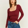 Maglietta Basica Bordeaux con Dettagli in Pizzo^Tally Weijl Online
